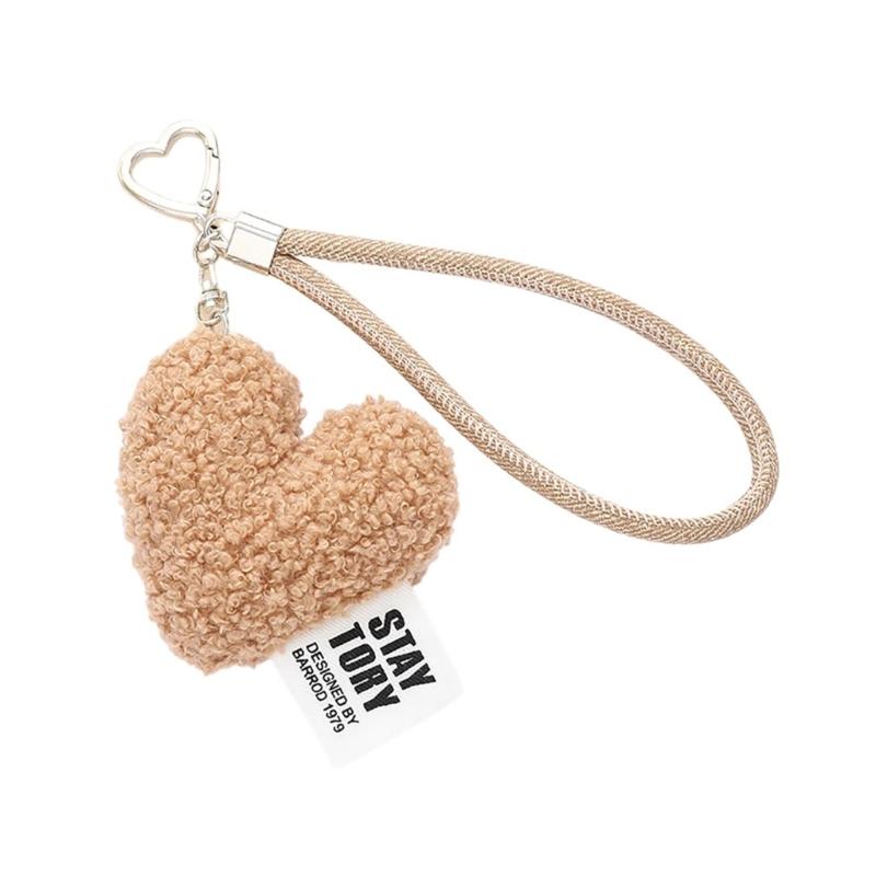 Cute Heart Shape Plush Wristlet Keychain Bag Pendant for Women Valentines Day Gift Coin Purse Backpack Bag Charm Gift
