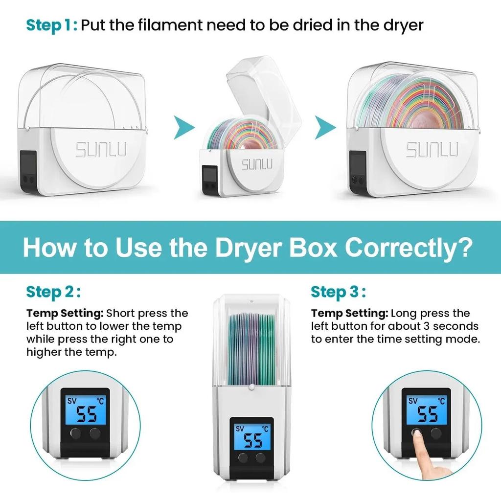 S1 Filament Dry Box 3D Printer Filaments Dryer Storage Box LCD Screen Holder Keeping Filament Fast Dry 3D Filament Mate