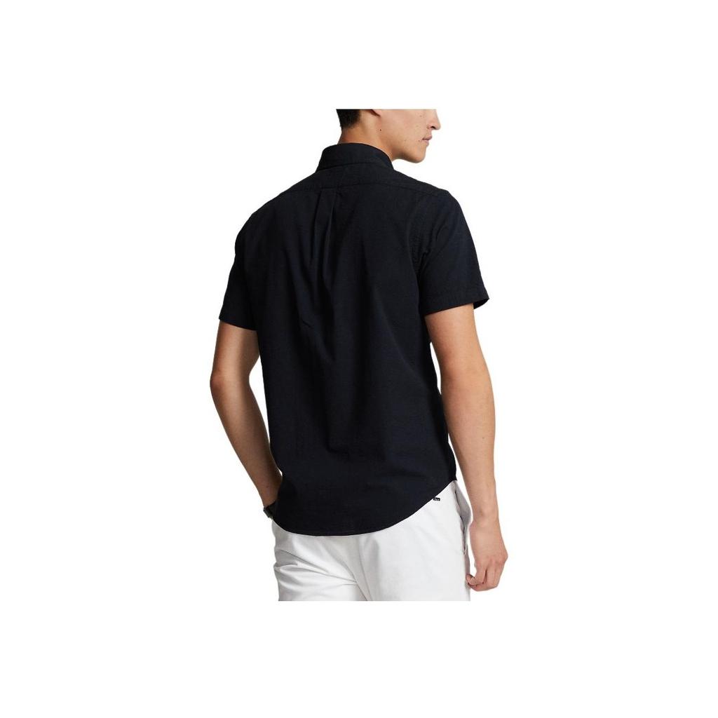 Polo Ralph Lauren Solid Color Pony Embroidered Loose Fit Short Sleeve Shirt Men Shirts Black MNPOWOV1N820745-001