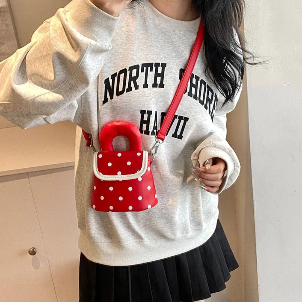 Cute Wave Point Shoulder Bag Sweet Mini Lipstick Bag Portable Mini Crossbody Bag Outdoor