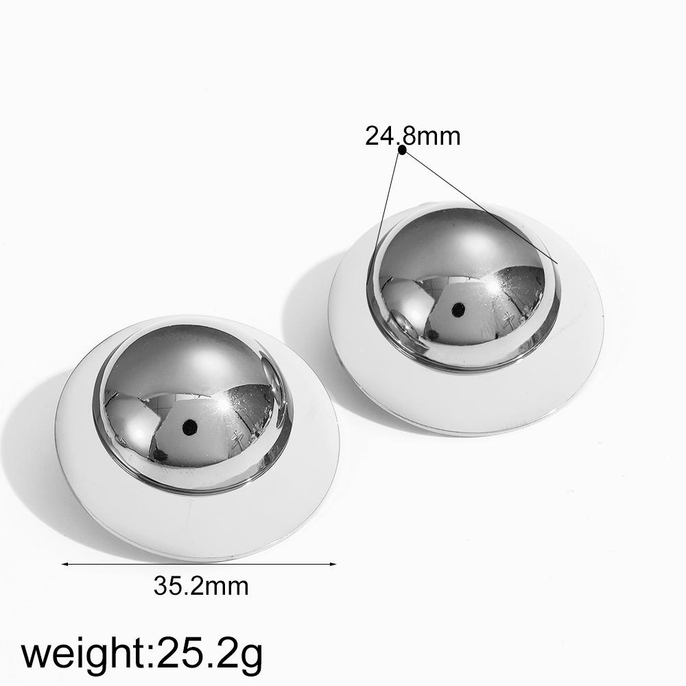 

18k gold disc stainless steel earrings women s niche high-end sense gold and silver double color titanium steel stud earrings