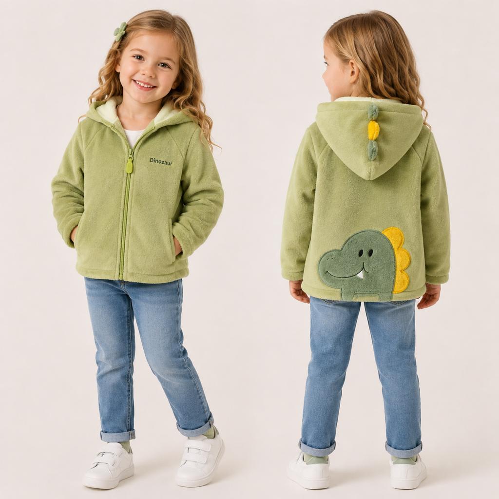 Kinder-Kapuzenjacke mit Tiermotiv für den Winter, Oberbekleidung für Jungen und Mädchen