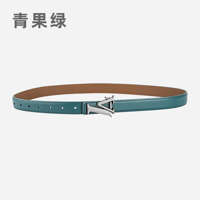 Alloy Alphabet Board Buckle Leather Belt Women'S Premium Pants Belt Women'S