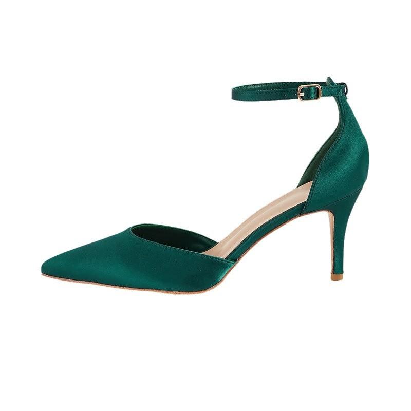 Módní Elegantní Dámské Sandály na Vysokém Podpatku Špičaté Prsty Vykrojené Saténové Pohodlné Módní