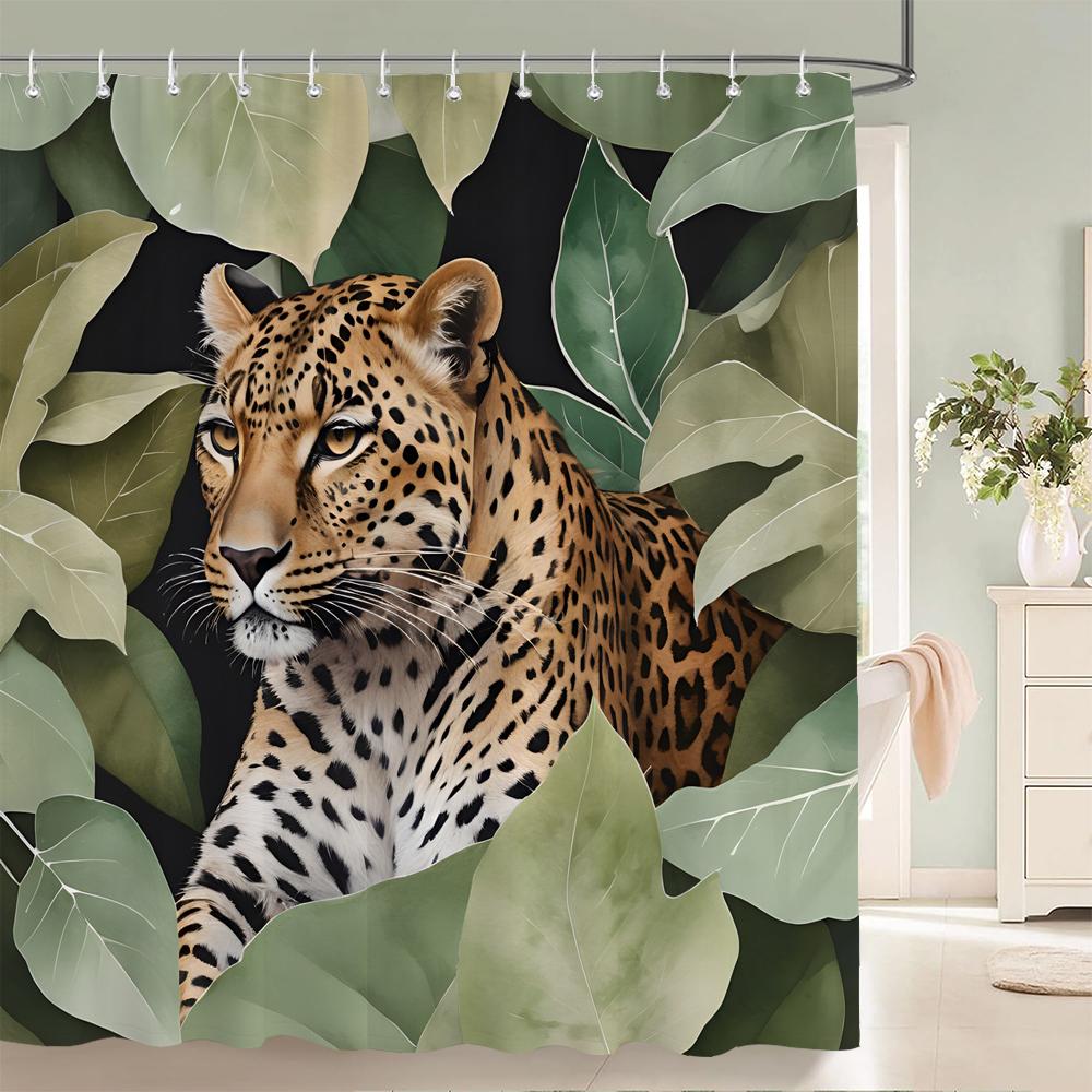 1 Pcs Bear, Panda, Cat, Animal Printed Shower Curtain Bathroom Partition Bathroom Curtain With Hooks Home Decorative Curtain