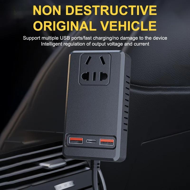 Universal 150W Car Power Inverter DC 12V 24V to 110V 220V USB Type C Charger Auto Truck Vehicle Adapter Fast Power Supply