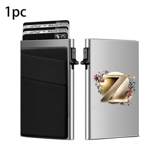 

AZ Letters Print Credit Card Holder Wallet Women RFID Blocking Thin Slim Automatic Pop-Up Card Holder Z срібний