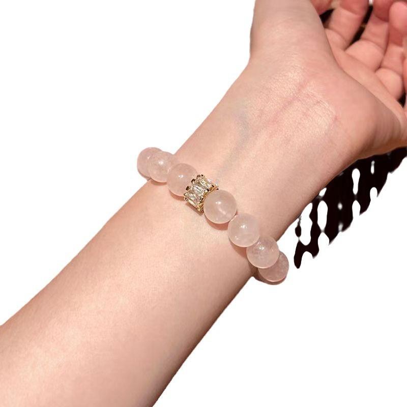 Madagascar Rose Quartz Beaded Bracelet for Women, Niche High-End Original Fashion Versatile Crystal Bracelet