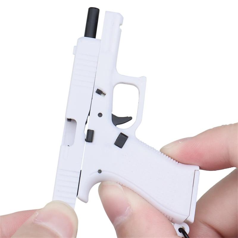 Pistolenförmiger Schlüsselanhänger-Anhänger Realistisches Modell Abnehmbares Magazin Miniatur-Pistolenmodell Geschenke zum Geburtstag Autoschlüsselanhänger für Männer
