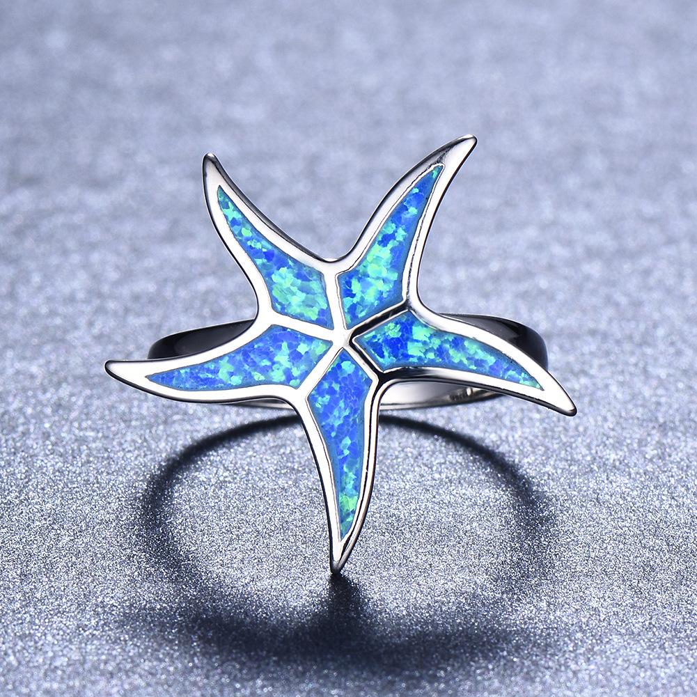 New Personalized Blue Temperament Starfish Ring