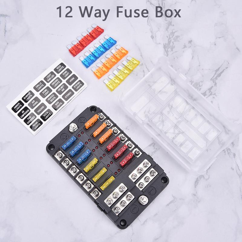 Buy 12 Way Fuse Box With Screw Blade Fuses Holder Block Car Fuses