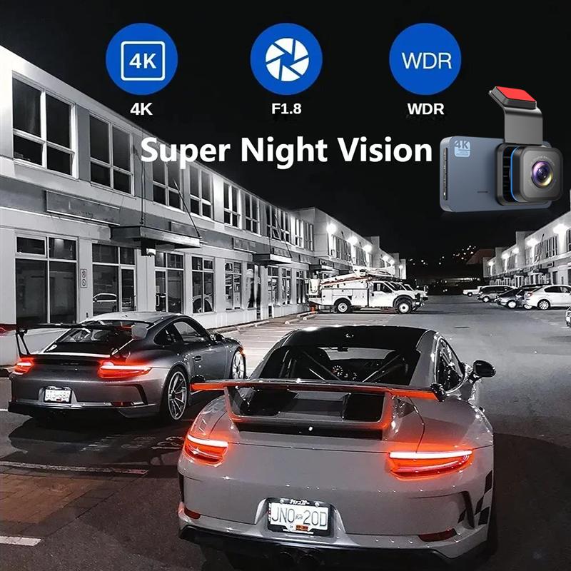 4K Dash Cam for Cars WIFI GPS Dual Lens With 1080P Dashcam Night Vision Rear View Camera for Vehicle Black Box Car Accessories