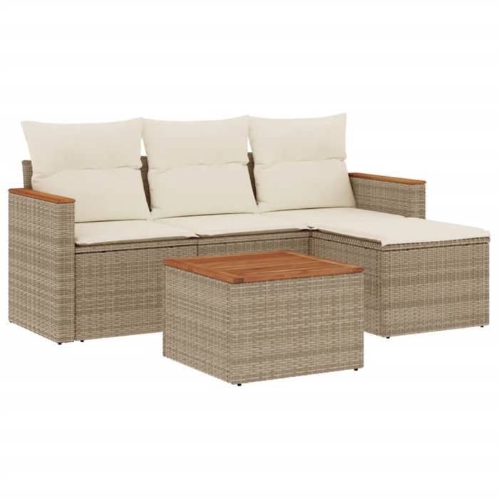 VidaXL Garden Lounge Set with Cushions 5 Pcs, Patio Sofas, Patio Furniture Set, Outdoor Furniture, Beige 3225911