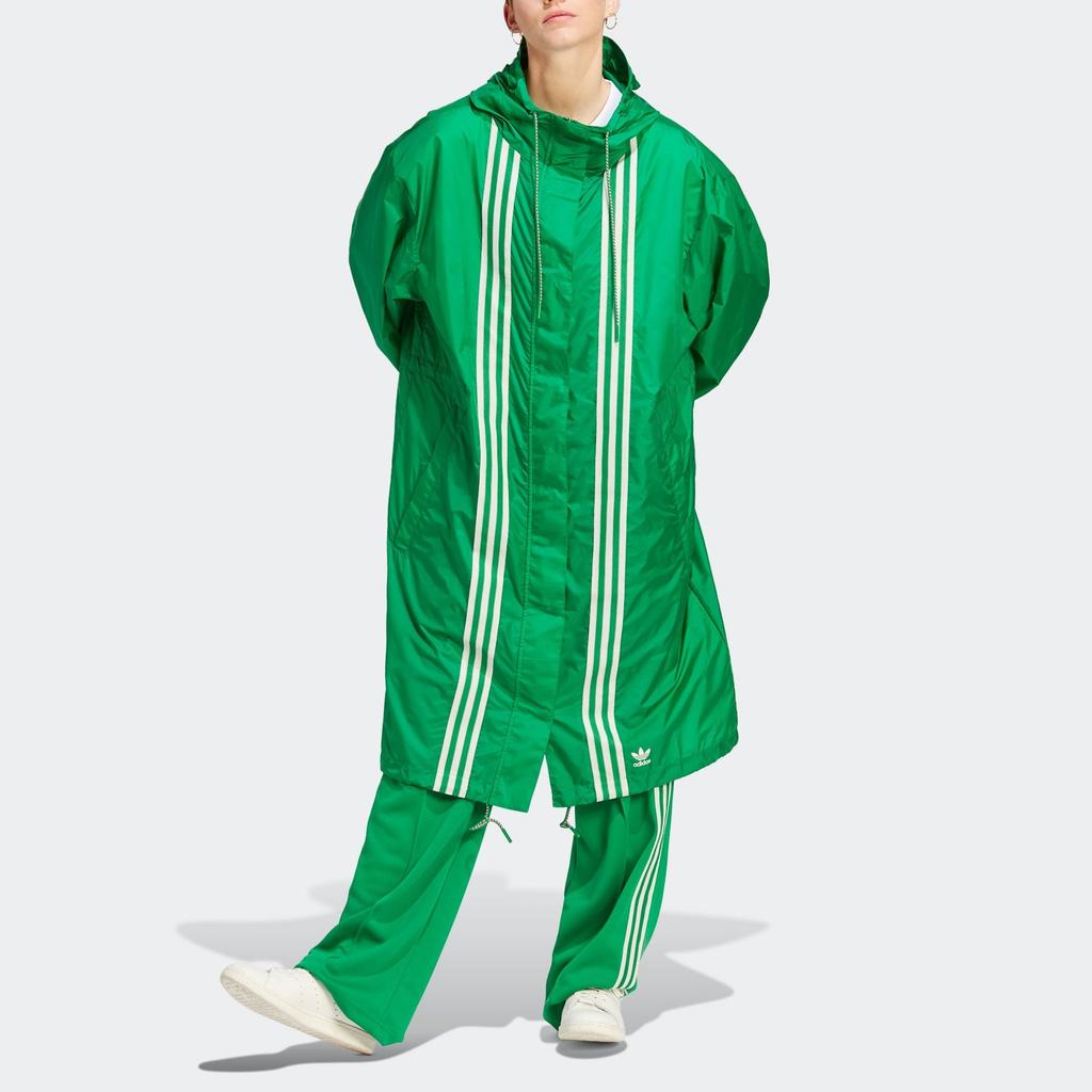 adidas Originály 70. léta Color Block Dlouhá bunda s kapucí Dámská bunda Zelená IK7856