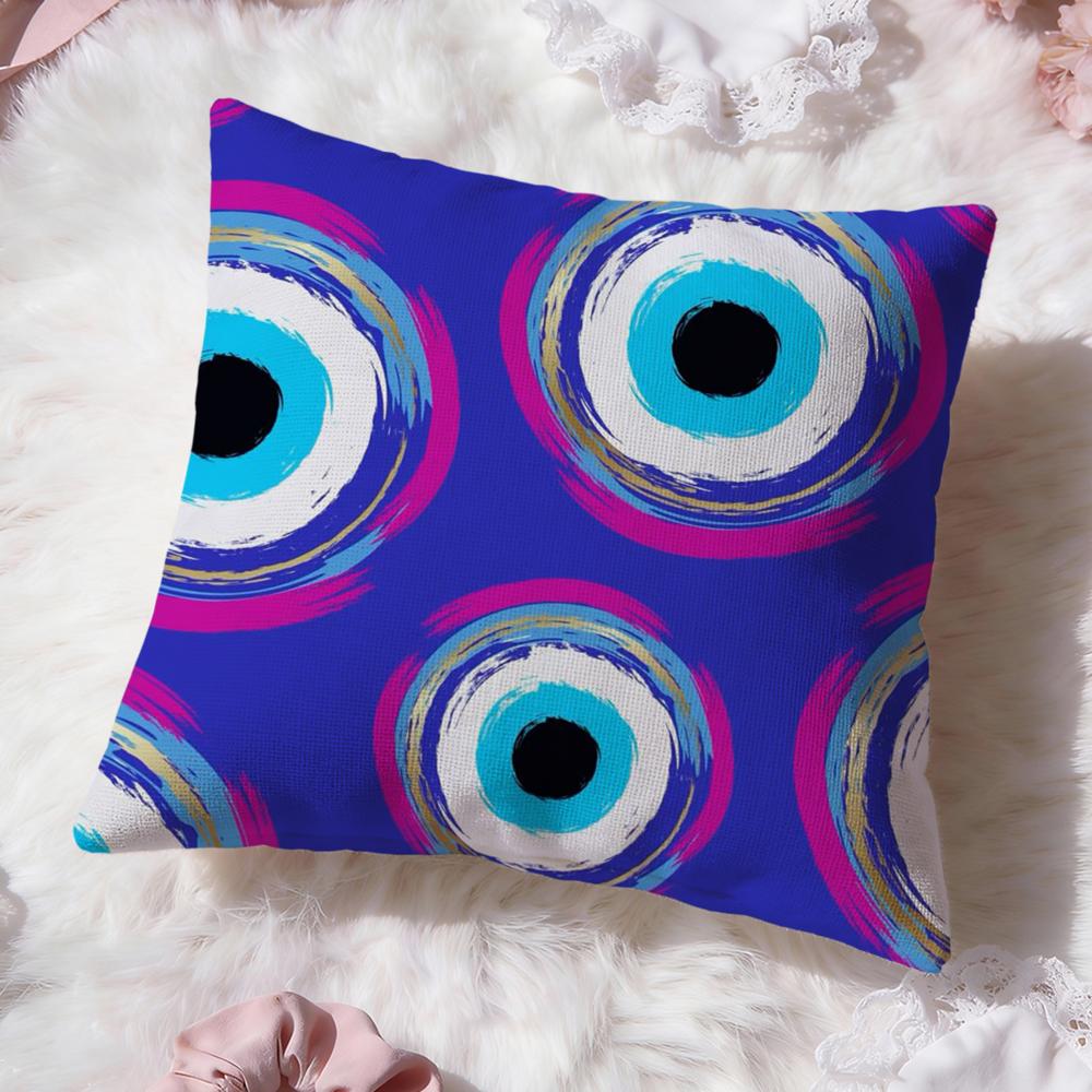 Art Evil Eye Symbol Cushion Cover Premium Comfort Reversible Pillow Cove -Two in One Design for Any Room & Car Interior