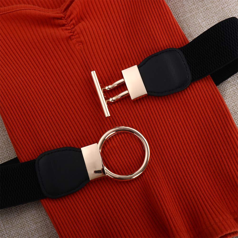 Gold Dress Decor Accessories Round Buckle Clothes Waist Belts Elastic Belts Waistband Cummerbunds