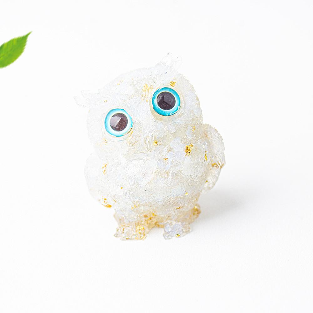 Figurine Hibou en Résine Cristal Pour Décoration Maison Bureau Cadeau Pour Amis Et Famille