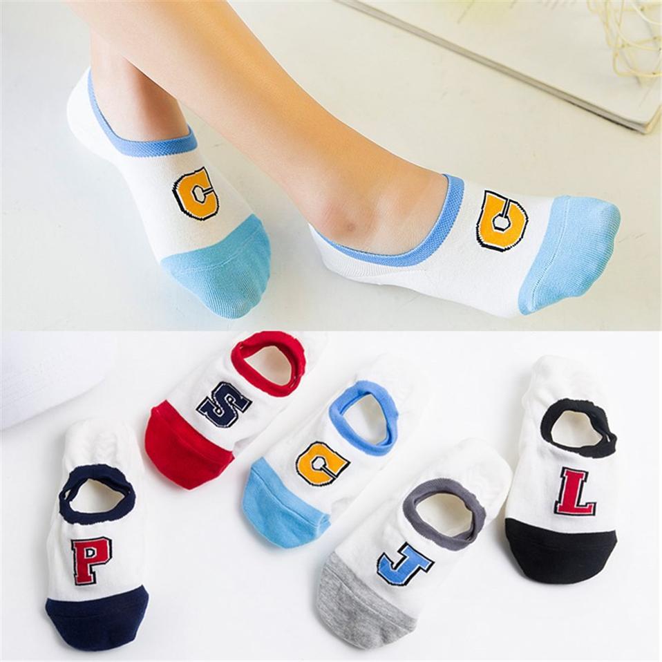 New 5Pairs Ladies Print Striped Women Invisible Footsies Shoe Liner Trainer Boat Socks Harajuku Kawaii Socks Women 36-41