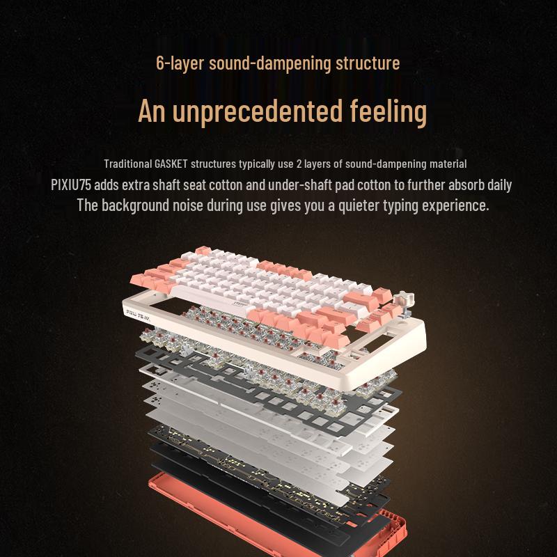 CHERRY PIXIU75 Gasket Three-Mode RGB Hot-Swappable Mechanical Keyboard