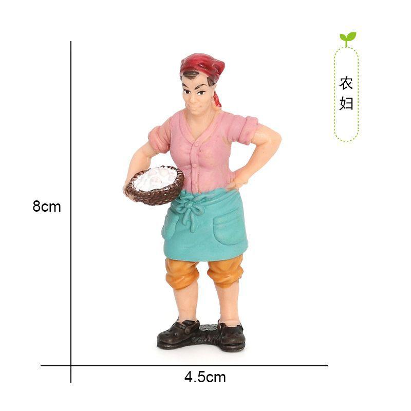 Realistic Farming Figurine Set Farmer Models Farm Wife Shepherd Worker Miniature Sand Table Dolls Home Decorations