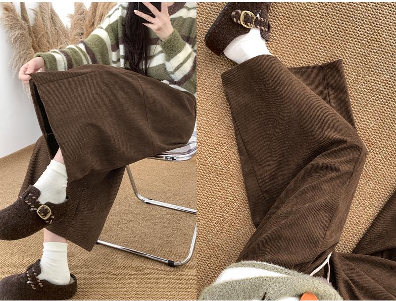 Women's High-Waist Corduroy Wide-Leg Lantern Pants - Autumn/Winter Casual Style