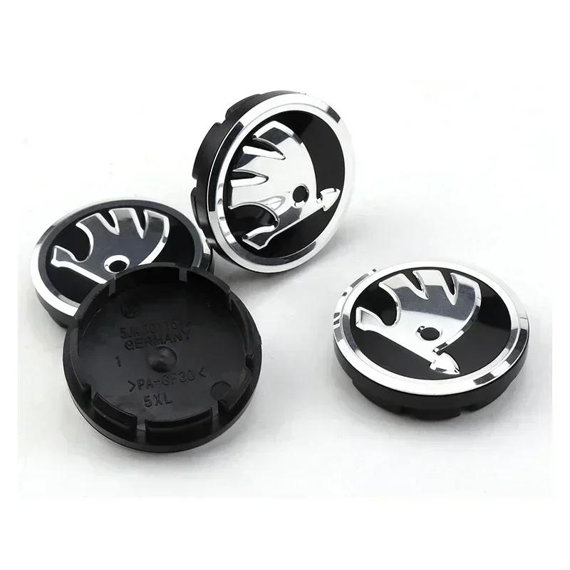 BATH7 56/60/65mm 4pcs for SKODA Superb Octavia A7 Fabia Rapid Kodiaq RS Kamiq Tour Yeti Karoq Car Styling Wheel Center Cover Caps Logo