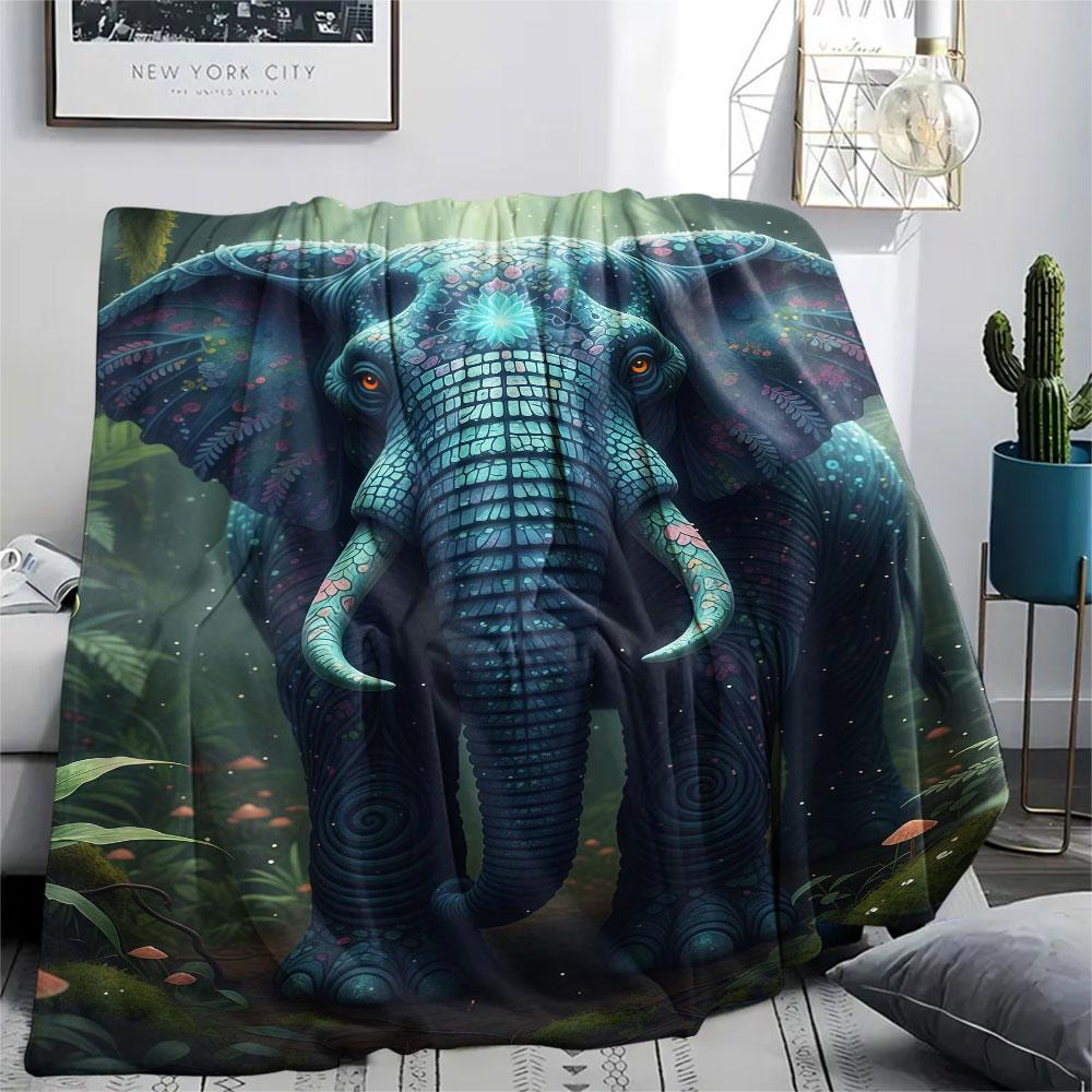 1Pc AnimalsElves Print Flannel Blanket, High quality Comfortable for All Seasons, Home Decor, Warmth and Comfort, Perfect for Christmas Gifts