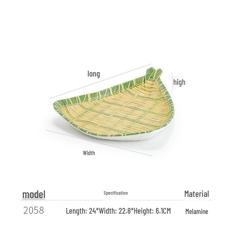 Kreative Melamin-Platte im Bambus-Web-Stil für Hot Pot, Grill und Dessert-Servieren