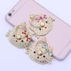 Finger Ring Holder Anti-fall 360-degree Rotating Cartoon Rhinestone Kitty Metal Mobile Phone Grip Stand for Home