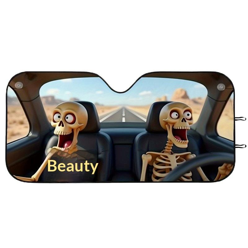 Windshield Sunshade Skull 130x70cm Car Front UV Protection for Summer Heat Reduction Family Road Trip