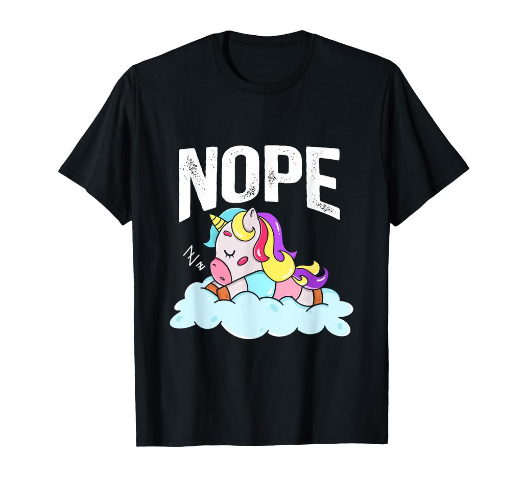 Nope Sleepyhead Sleeping Bed Rainbow Myth Fairytale Unicorn T-Shirt