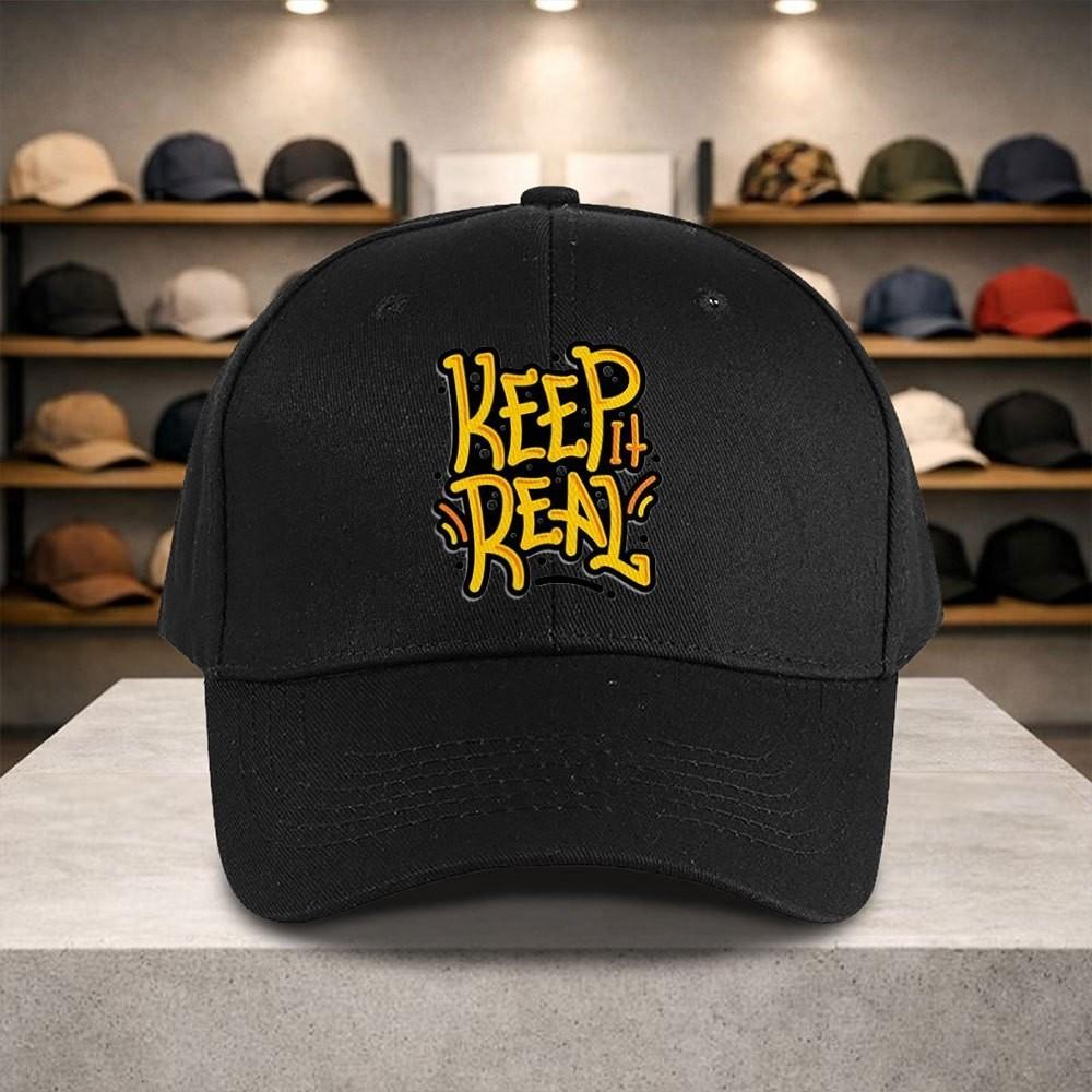 Keep It Real Grafik Baseballkappe Unisex Verstellbar Polyester Lässig Schirmmütze für Draußen