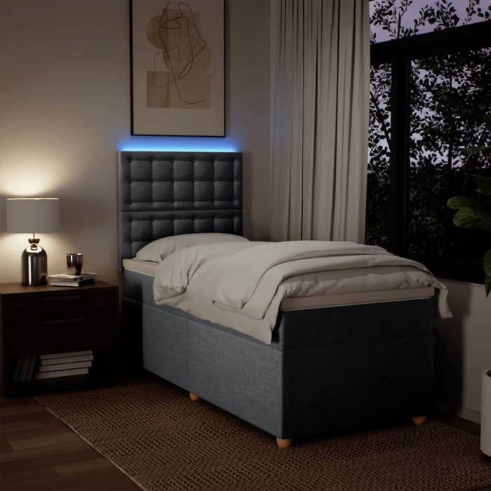 Exclusive House - Bed Slat Base with Mattress Light Grey 100x200cm Fabric