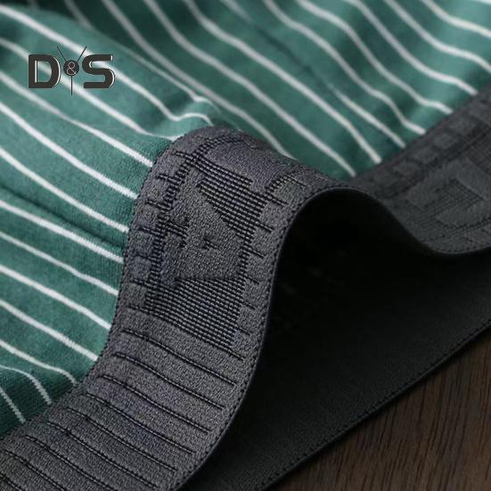 Men Boxer Underwear Mid-rise Striped Print Patchwork Color Thin Shorts Briefs Quick Drying U-convex Panties