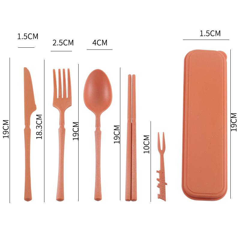 Compact Travel Camping Waist-High Seven-Piece Cutlery Set