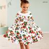 Kids Long Sleeve Christmas Dress, Fall Maple Leaf Print Faux Fur Collar Bow Decor Princess Dresses for Girl Holiday Party Wear
