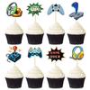 16pcs Video GamePad Cupcake Topper Picks Game On Happy Birthday Party Cake DIY Decoration Supplies Kids Boy Girl Favors Gifts