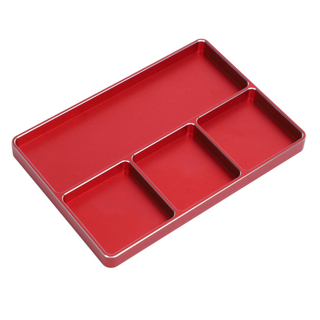 RC Repair Screw Tray 4 Grids Aluminum Alloy Screw Tray with Magnetic Pad for 1/10 1/8 RC Car RC Airplanes