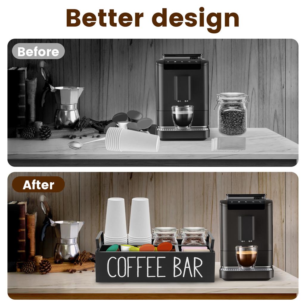 4 Grids Wood Coffee Station Organizer box tea bag Paper Cup Nespresso Dolce Gusto Coffee capsule holder coffee bar accessories
