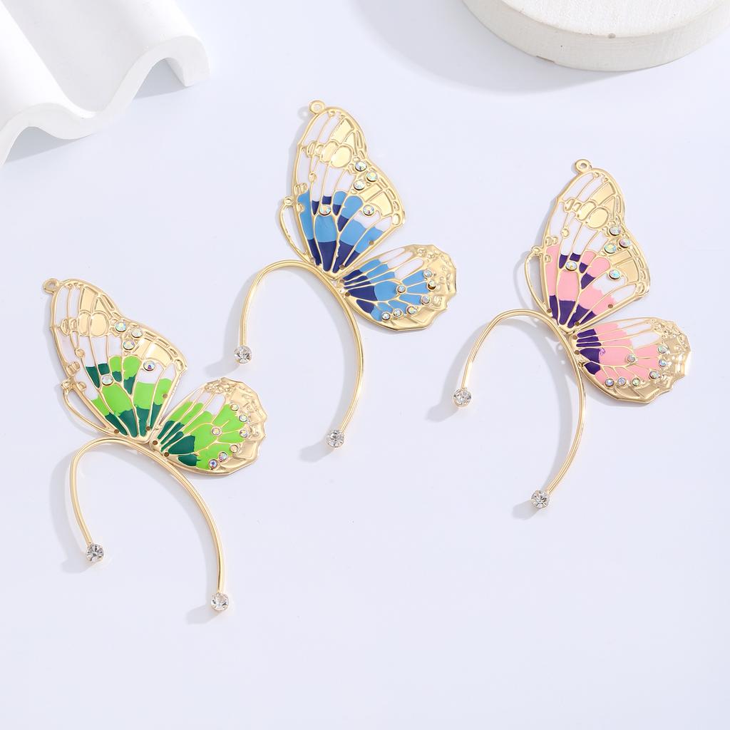 New Jewelry, Sweet Single Elf Ear Clips, Ear Hanging Women, Rhinestone Wings Without Ear Holes, Butterfly Ear Bone Clips.