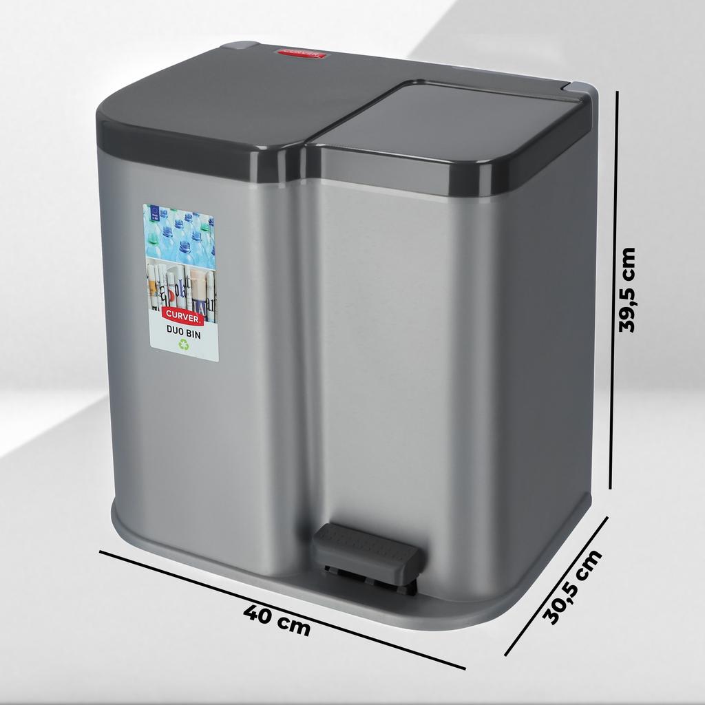 CURVER Metalliserad Papperskorg Med Pedal 21 L