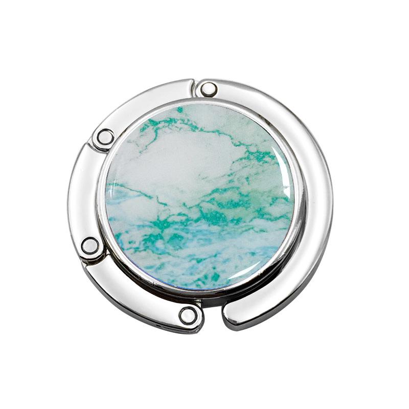 Creative Marble Pattern Folding Handbag Hook with Metal Design