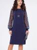 Elegant Silver-Pink Mesh Patchwork Long-Sleeve Dress