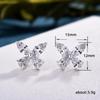 Four Marquise Cut Cubic Zirconia Form Mini Butterfly Shape Women Stud Earrings