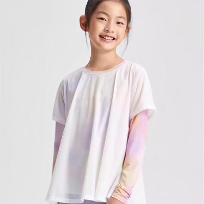 Jesienno-zimowa odzież sportowa z długim rękawem z nadrukiem i siateczki chroniąca przed słońcem dla dziewcząt