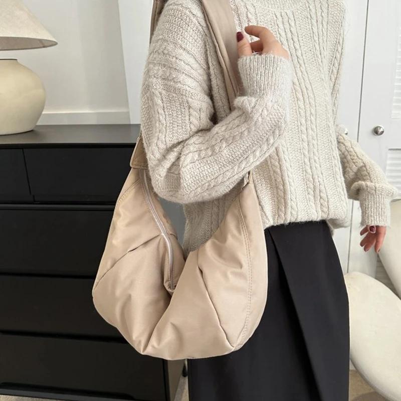 Casual Oxford cloth Women Bags Shoulder Bag Woman Crossbody Bag Hobo Bags Dumpling Bag Large Capacity Female Half Mo Totes