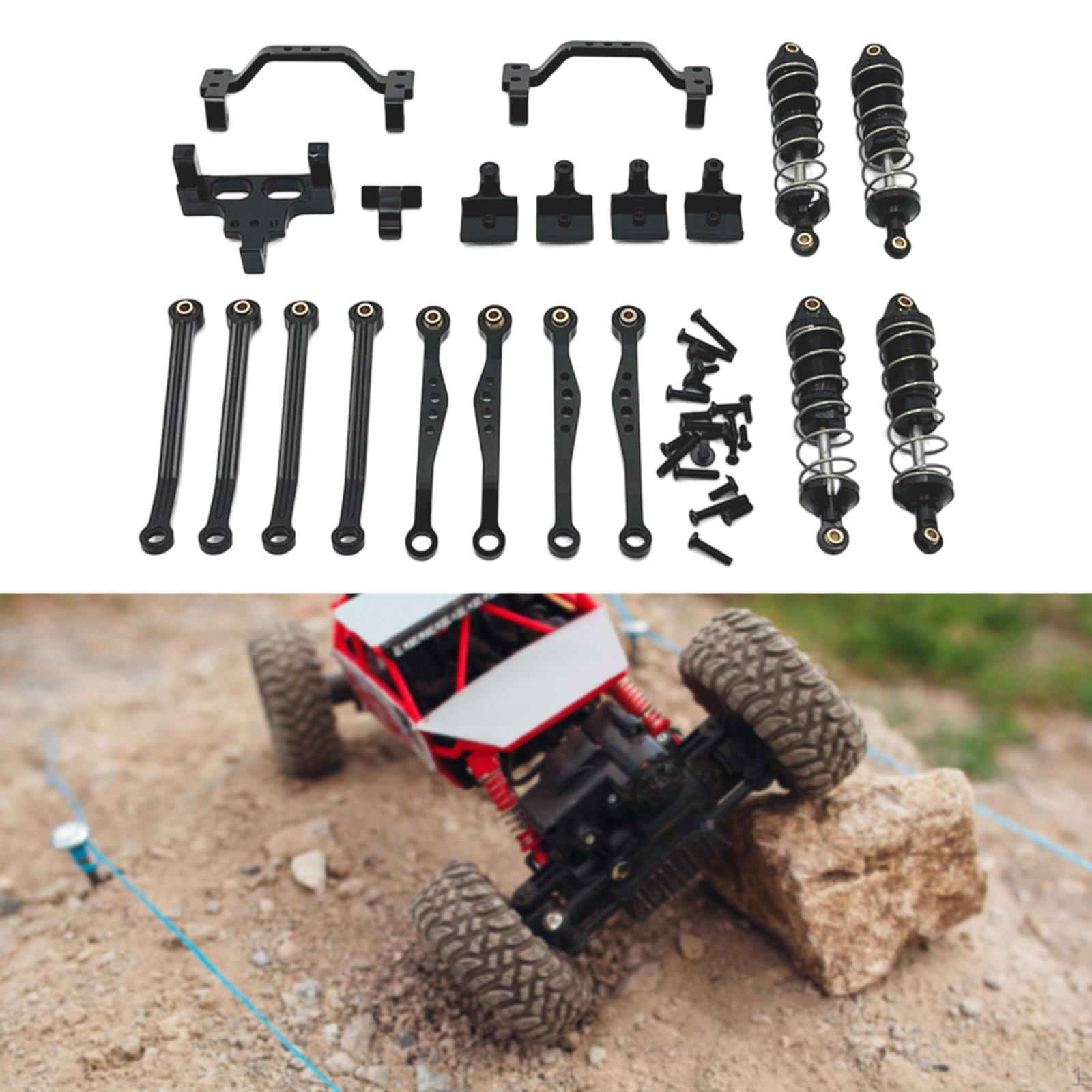 

1/16 RC Car Metal Upgrade Kits Кронштейни передніх і задніх амортизаторів Повний набір запасних частин чорний
