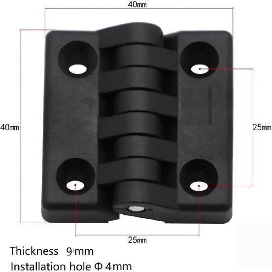 Ball Bearing Door Hinges 10PCS Small Hinges Black Mini Plastic Door Bearing Butt Cabinet Drawer Jewellery Box ABS Hinge for Furniture Hardware(40x40)