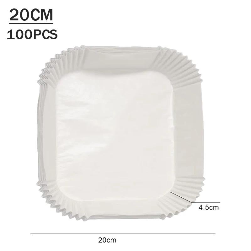 50-200 STÜCKE Heißluftfritteuse Pergamentpapier Lebensmittelqualität Antihaft-Backpapier Einweg Ölabsorbierende Einlage für Heimkochen Grill