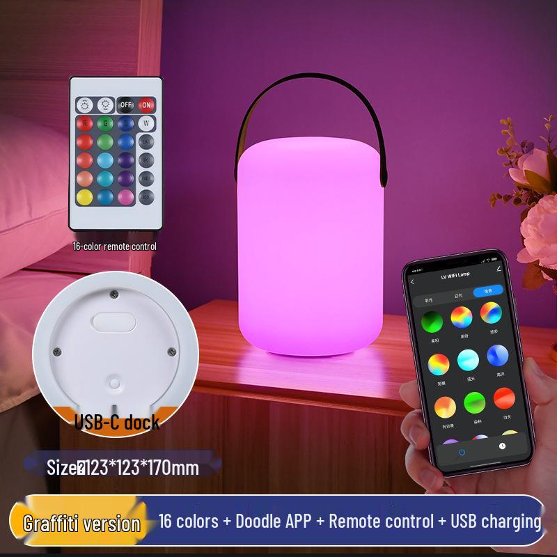 European-Style LED Table Lamp: Egg-Shaped Remote Control Bedside Night Light with USB Charging for Bedroom Ambiance
